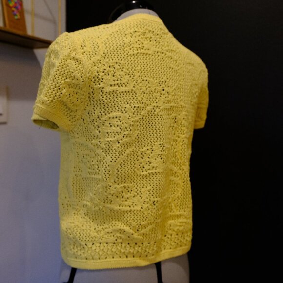 Zara Yellow crochet short sleeve cardigan - Picture 3 of 4